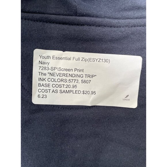 League 91 Mission Mountains Montana Full Zip Hoodie Kids Medium Navy Blue NEW - Picture 5 of 10